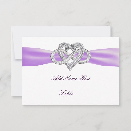Paarse infinity Heart Weddentable Place Card Kaart (Voorkant)