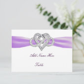 Paarse infinity Heart Weddentable Place Card Kaart (Staand voorkant)