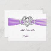 Paarse infinity Heart Weddentable Place Card Kaart (Voorkant / Achterkant)