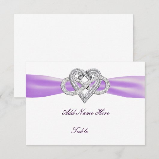 Paarse infinity Heart Weddentable Place Card Kaart (Voorkant / Achterkant)