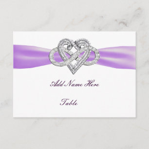 Paarse infinity Heart Weddentable Place Card Kaart