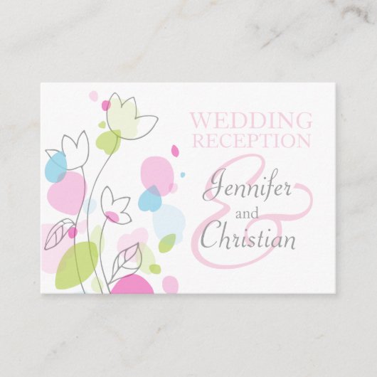 Paarse infoomkaart voor bloemenbruiloft informatiekaartje (Voorkant)