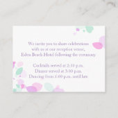 Paarse infoomkaart voor bloemenbruiloft informatiekaartje (Achterkant)