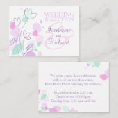 Paarse infoomkaart voor bloemenbruiloft informatiekaartje (Voorkant / Achterkant)