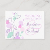 Paarse infoomkaart voor bloemenbruiloft informatiekaartje (Voorkant)