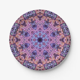 Paarse ingewikkelde alien kaleidoscopische mandala papieren bordje