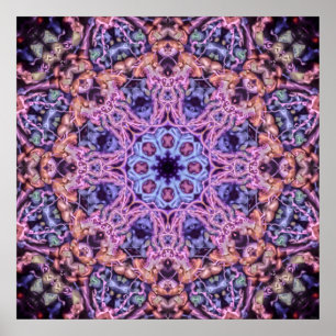 Paarse ingewikkelde alien kaleidoscopische mandala poster