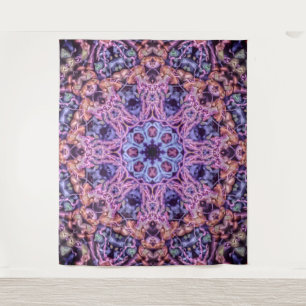 Paarse ingewikkelde alien kaleidoscopische mandala wandkleed