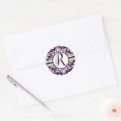 Paarse Initiaal Damask Sticker Letter Q Wedding (Envelop)