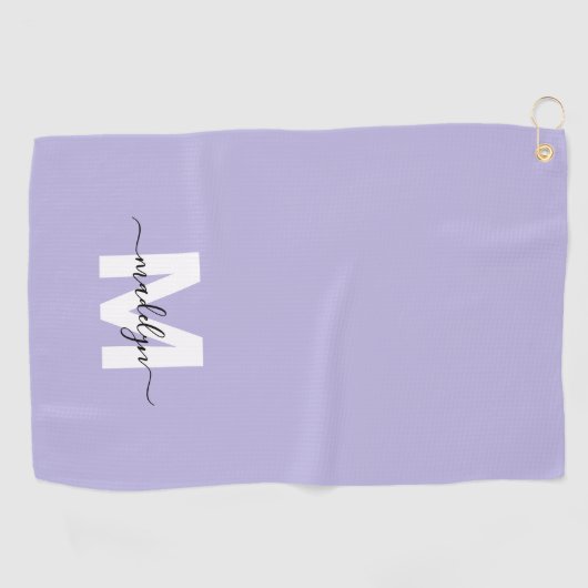 Paarse Initiaal naam monogram Golfhanddoek (Horizontaal)