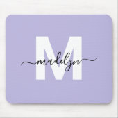 Paarse Initiaal naam monogram Muismat (Voorkant)