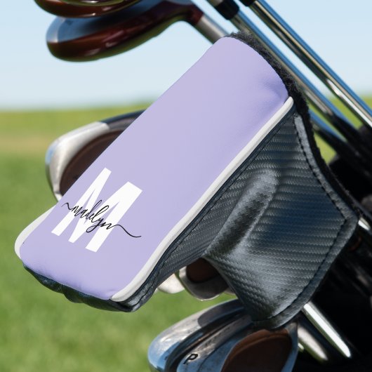 Paarse initiële naammonogram golfheadcover