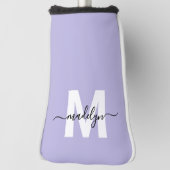 Paarse initiële naammonogram golfheadcover (Draai 90)