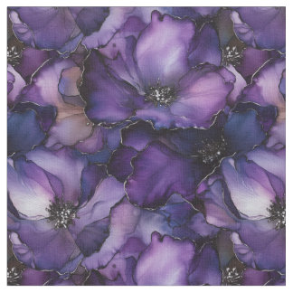 Paarse Inkt Bloemen Stof