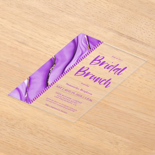 Paarse Inkt Bruids Brunch Acryluitnodiging Acryl Uitnodigingen (Laagn)