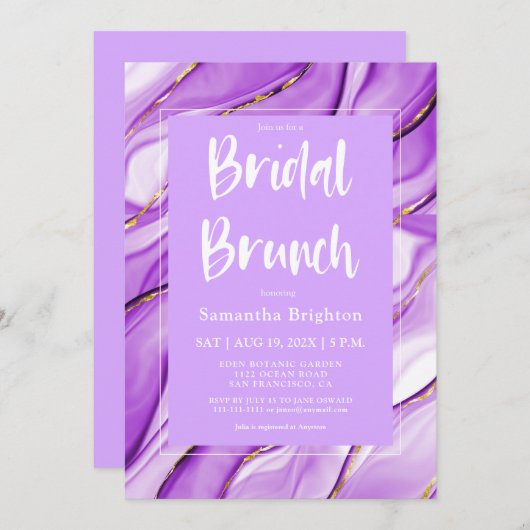 Paarse Inkt Bruids Brunch Uitnodiging (Voorkant / Achterkant)