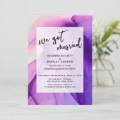 Paarse Inkten Wij Zijn Getrouwd Alleen Ontvangst Kaart (Staand voorkant)