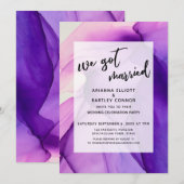 Paarse Inkten Wij Zijn Getrouwd Alleen Ontvangst Kaart (Voorkant / Achterkant)