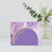 Paarse inktlavendel en gouden Paarse bruiloft RSVP Briefkaart (Staand voorkant)