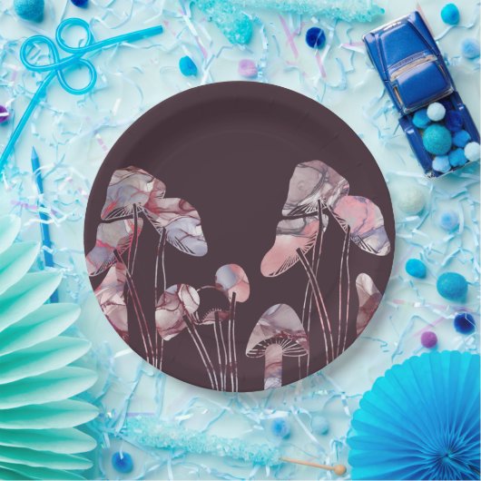 Paarse inktpaddenstoelen papieren bordje (Feest)