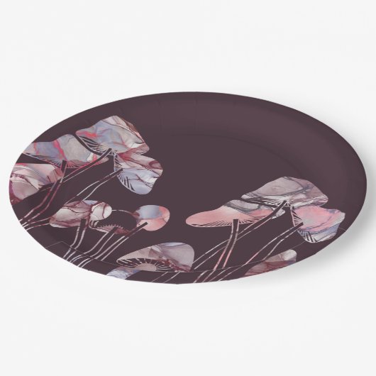 Paarse inktpaddenstoelen papieren bordje (Gekanteld)