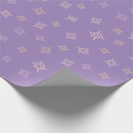 Paarse inpakpapier met gestileerde roze sterren (Hoek)