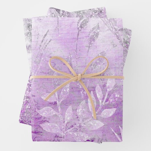  Paarse Inpakpapier Platte Blad Set van 3 (In situ)