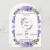 Paarse inspiratie bruiloft uitnodiging (Voorkant / Achterkant)
