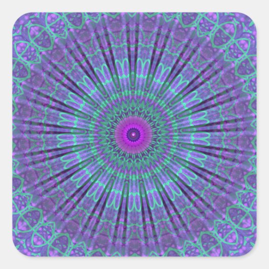 Paarse Inspire mandala caleidoscoop Vierkante Sticker (Voorkant)