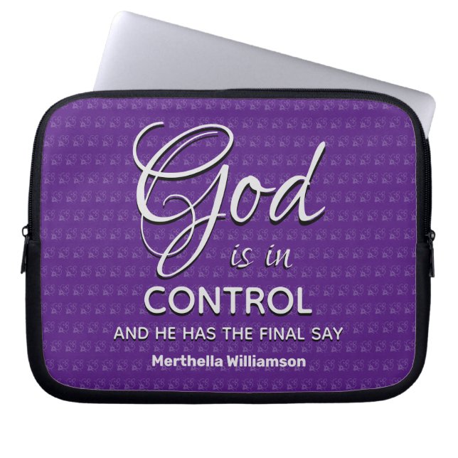 PAARSE INSPIREREND CHRISTELIJKE GOD IS IN CONTROLE LAPTOP SLEEVE (Voorkant)