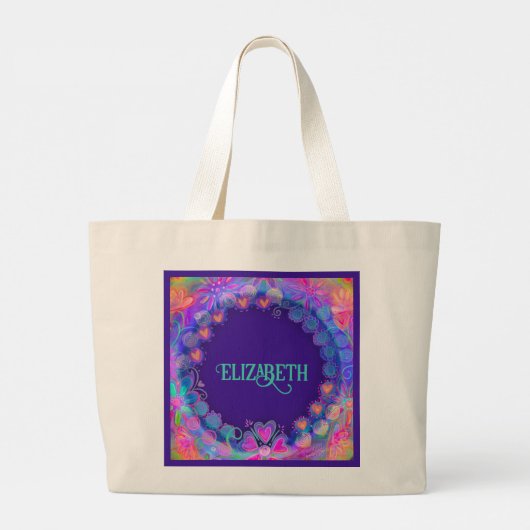 Paarse Inspirivity gepersonaliseerde Canvas tas (Achterkant)