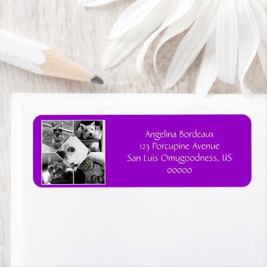 Paarse Instagram Collage retouradres Etiket (Insitu)