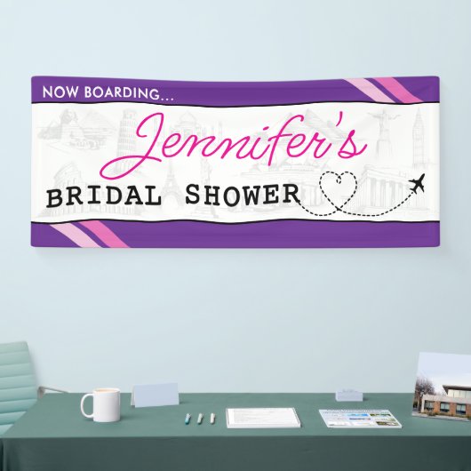 Paarse instapkaart Bruidsdouche Spandoek (Beurs)