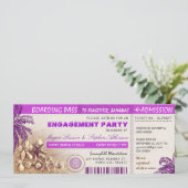 paarse instapkaart tickets voor Engagement Party Kaart (Staand voorkant)