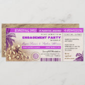 paarse instapkaart tickets voor Engagement Party Kaart (Voorkant / Achterkant)