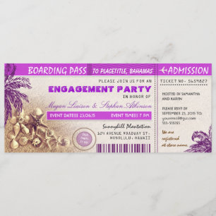 paarse instapkaart tickets voor Engagement Party Kaart