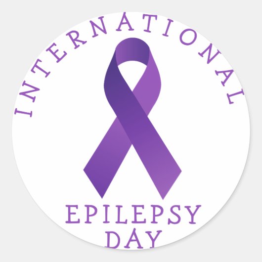 Paarse internationale epilepsie dag lint ondersteu ronde sticker (Voorkant)