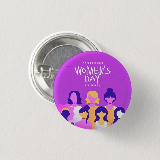 Paarse internationale vrouwendag knop pin ronde button 3,2 cm (Voorkant /achterkant)