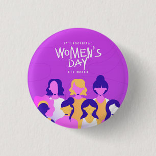Paarse internationale vrouwendag knopspeld ronde button 3,2 cm