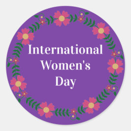 Paarse Internationale Vrouwendag Ronde Sticker