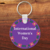 Paarse Internationale Vrouwendag Sleutelhanger (Voorkant)