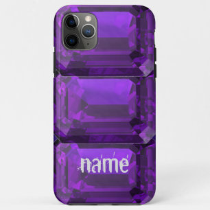Paarse iPhone case Amethyst Gemstone met Initiaal