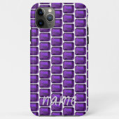 Paarse iPhone case Amethyst Pattern met Monogram (Achterkant)