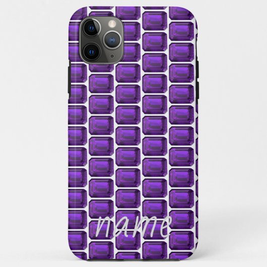Paarse iPhone case Amethyst Pattern met Monogram (Achterkant)
