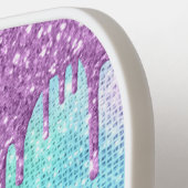 Paarse Iridescent & Glitter Drivers, naam en monog Pickleball Paddle (Links Detail)