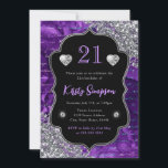 Paarse Iridescent Mermaid Letters 21st Birthday Kaart<br><div class="desc">Prachtige paarse en iriserende glitter handgeschreven Zeemeerminnen en muziekoverlay boven op de achtergrond van de waterverf,  met  lijst en ruitvormig clipart</div>