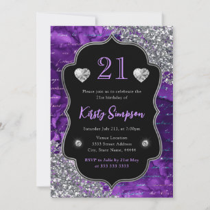 Paarse Iridescent Mermaid Letters 21st Birthday Kaart