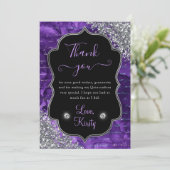 Paarse Iridescent Mermaid Letters Quinceanera Bedankkaart (Staand voorkant)