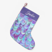 Paarse Iridescent Mermaid Scales Monogram Kleine Kerstsok (Voorkant (Hangend))