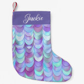 Paarse Iridescent Mermaid Scales Monogram Kleine Kerstsok (Voorkant)